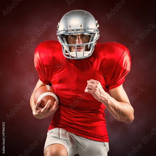 Composite image of american football player running