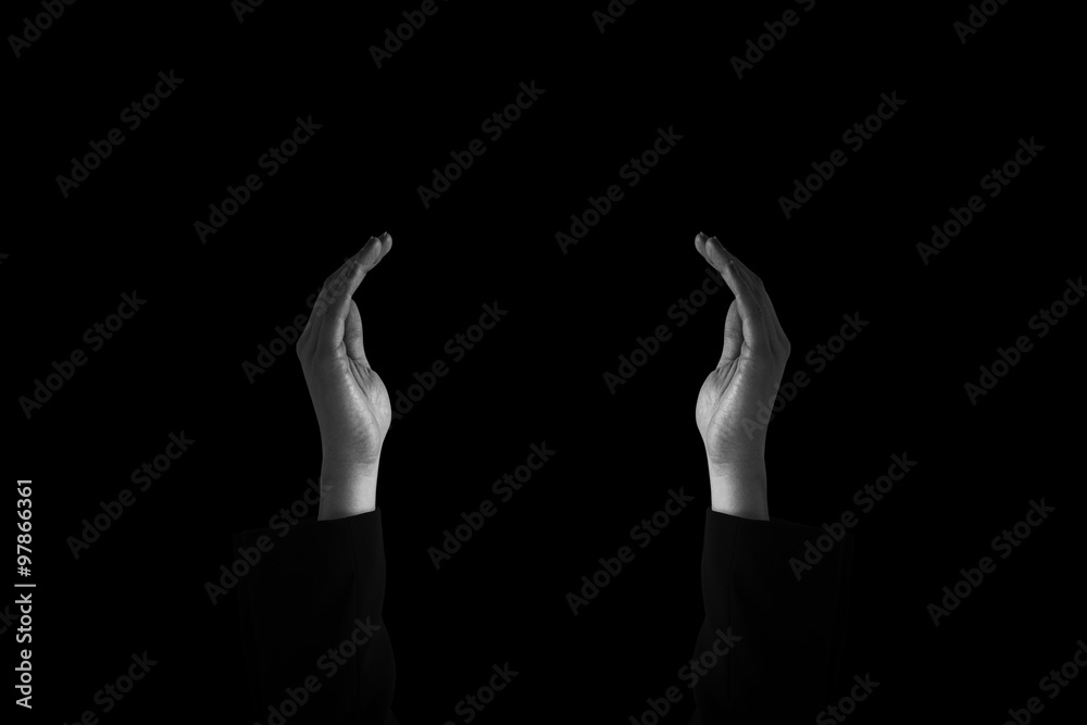 Fototapeta premium Composite image of businesswomans hand presenting