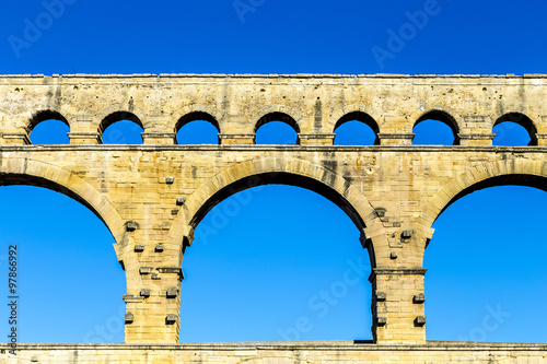 Valokuvatapetti Pont du Gard is an old Roman aqueduct near Nimes