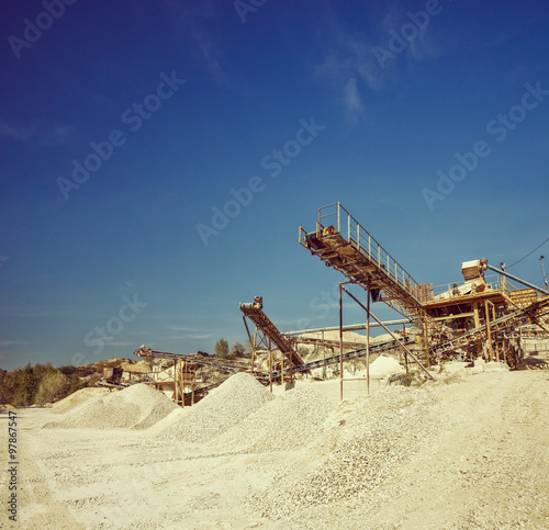 Conveyor belts and machinery at a gravel pit