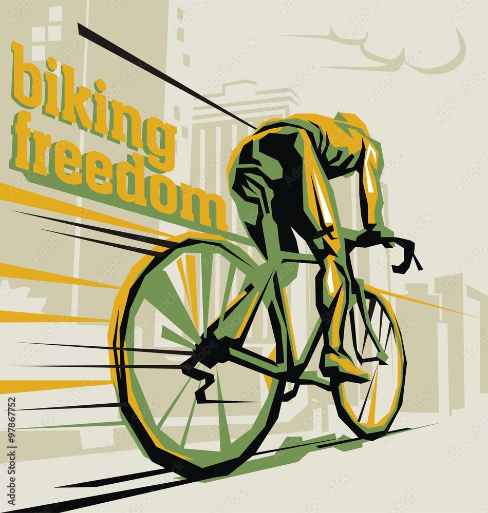 Obraz premium Biking illustration. Layered cycling vector.