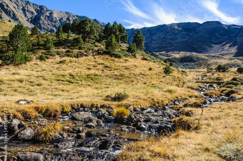 Calm stream in the Valley of Estanyo River, Andorra photo