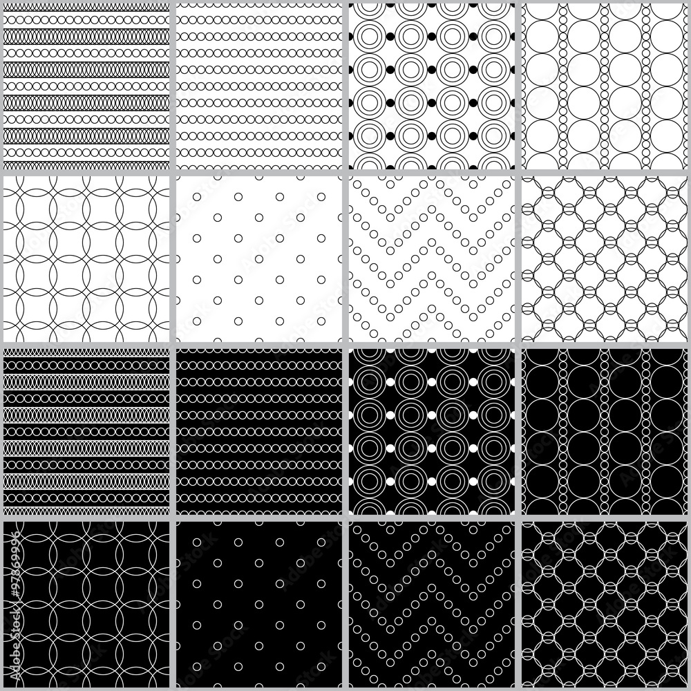 Set of sixteen seamless vector backgrounds with abstract geometric pattern Set of sixteen seamless vector backgrounds with abstract geometric pattern