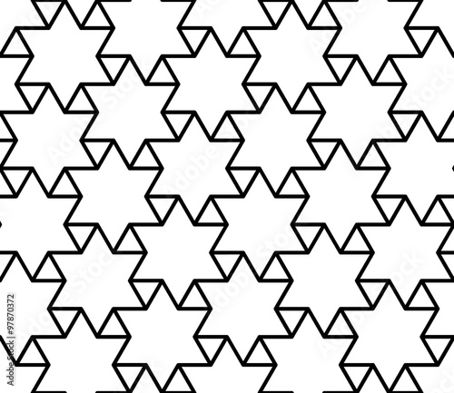 Vector modern seamless geometry pattern stars, black and white abstract geometric background, pillow print, monochrome retro texture, hipster fashion design