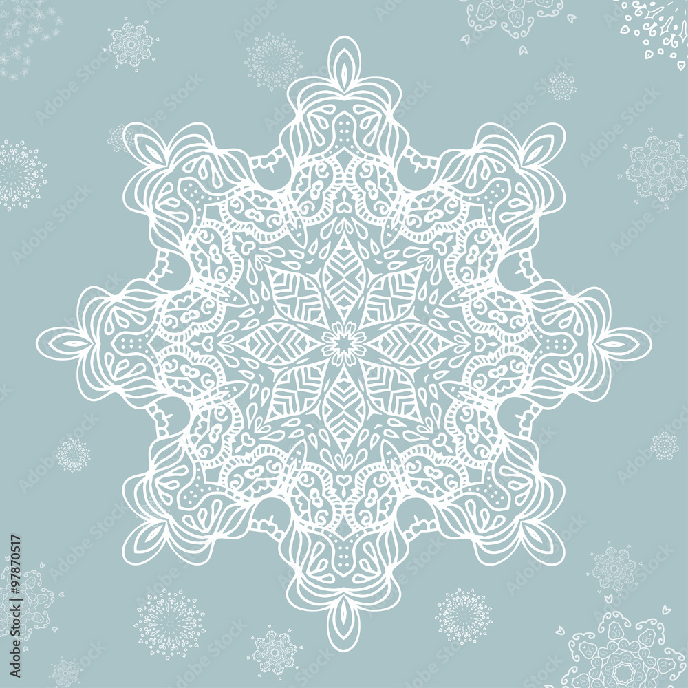 Abstract snowflake. Vector Mandala for christmas. Graphic template for your design.
