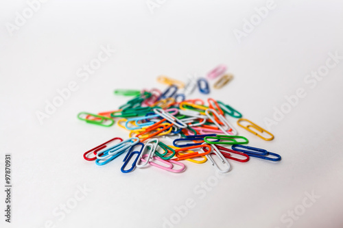 Colorful paperclips isolated