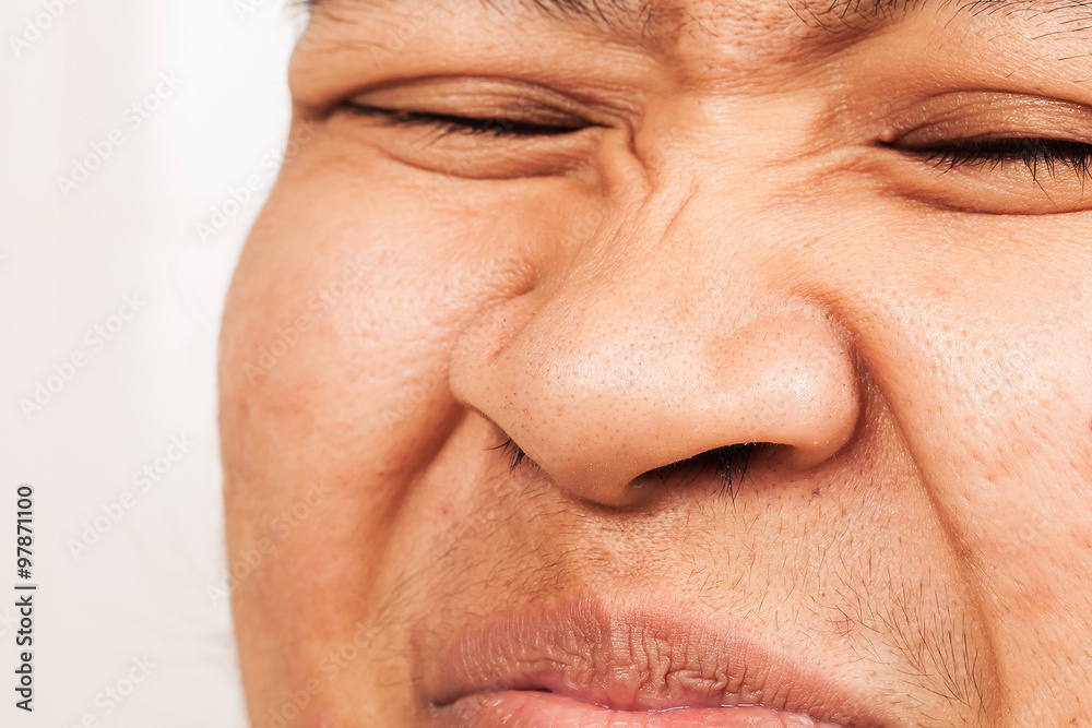 Obraz premium women show hair at nose