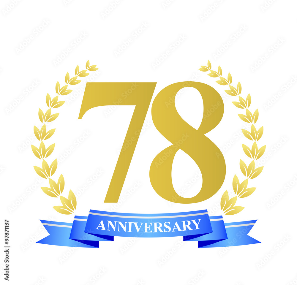 78 anniversary with blue ribbon and gold wreath 78 anniversary with blue ribbon and gold wreath