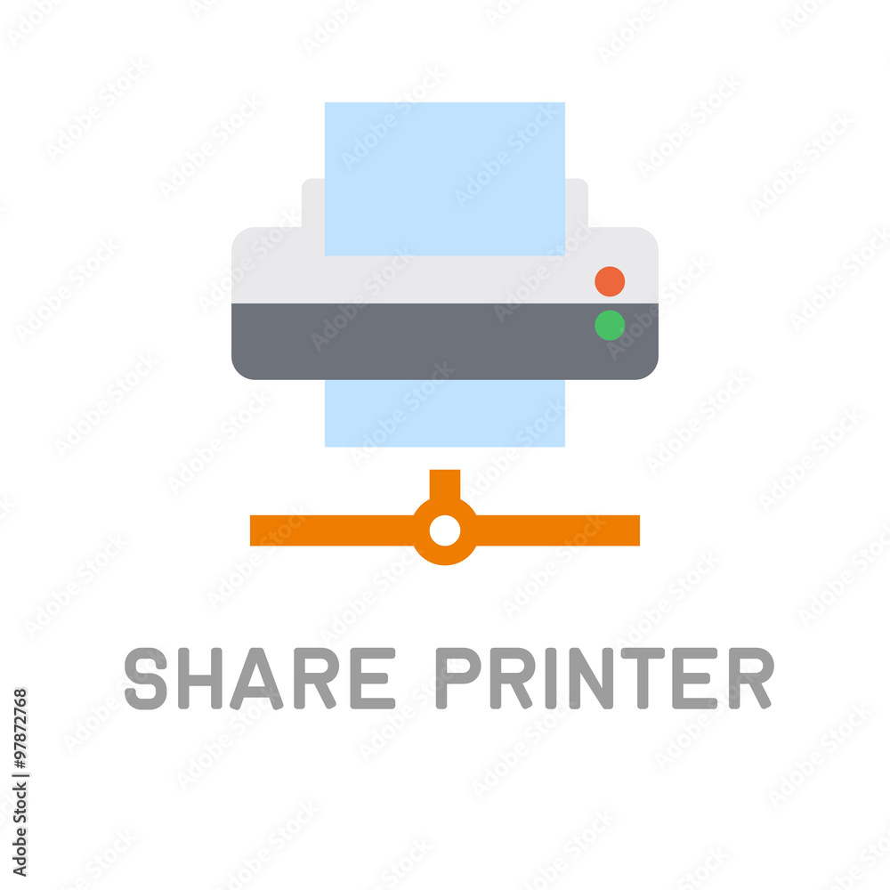 Net Share Printer Icon on White Background. Vector