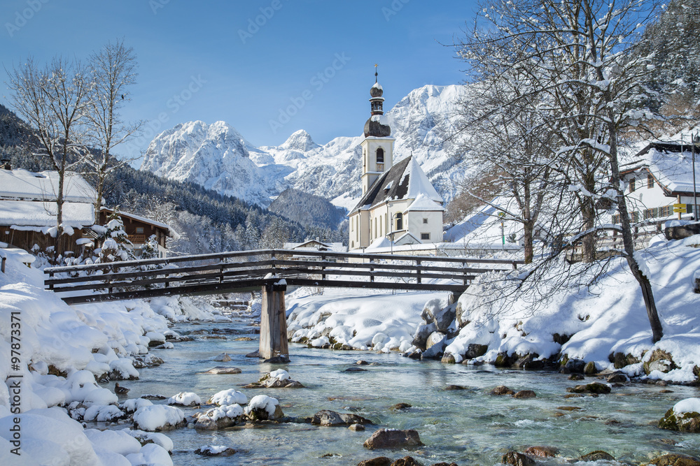 Ramsau in winter, Berchtesgadener Land, Bavaria, Germany