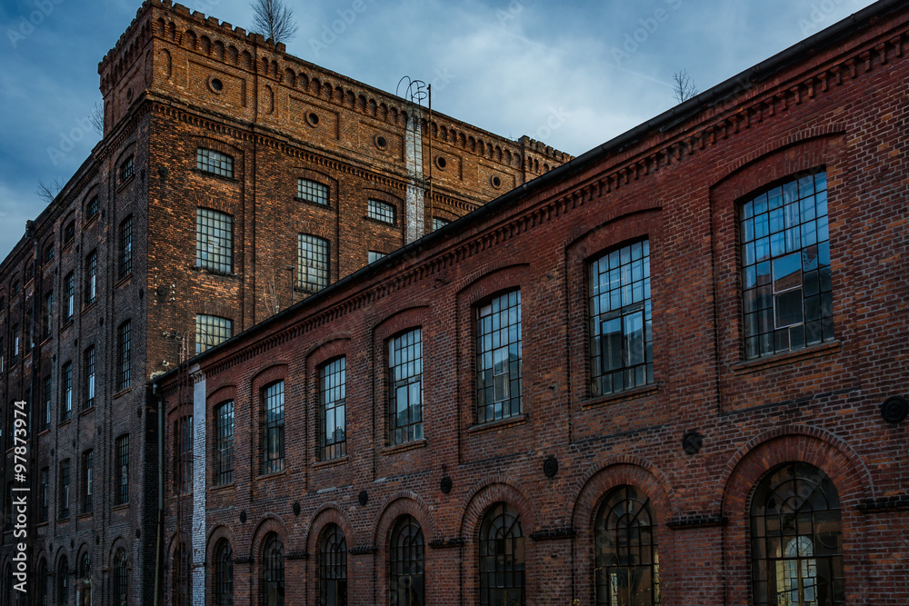 Facade of an old textile factory, Lodz, Poland