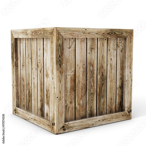 3d old wooden crate photo