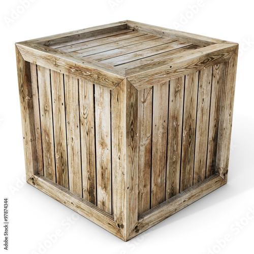 3d old wooden crate photo