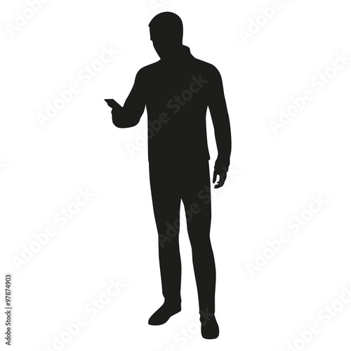 Man silhouette with mobile phone