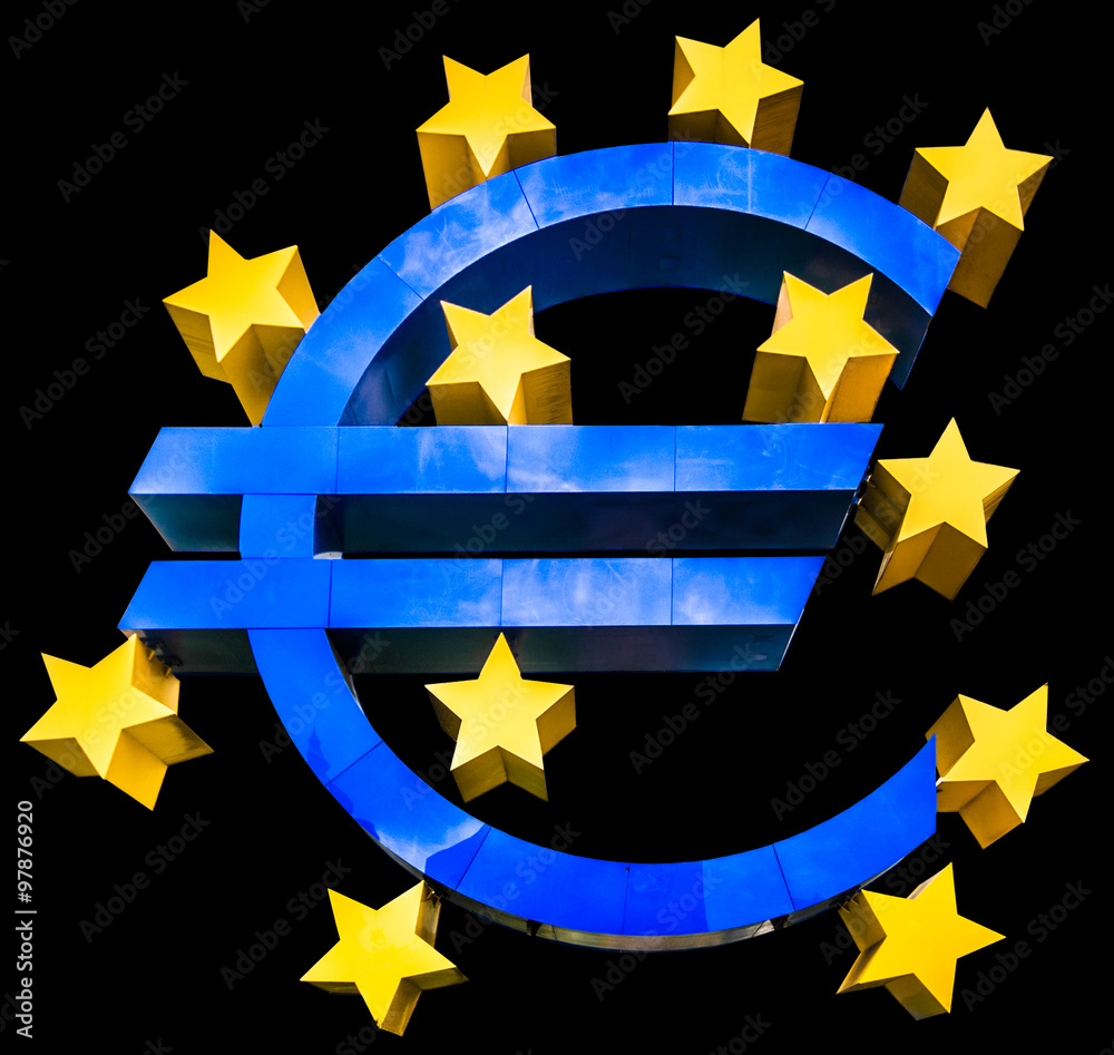 3D Euro sign isolated on dark background