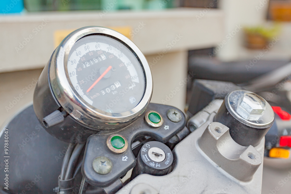 Close up of Motorcycle Speedometer