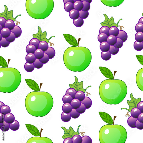 grapes, apple seamless pattern