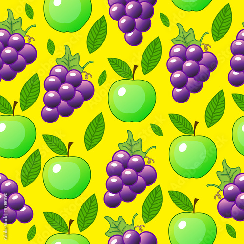 grapes, apple seamless pattern