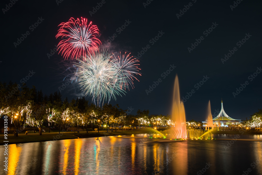 Fototapeta premium Fireworks in KING RAMA 9