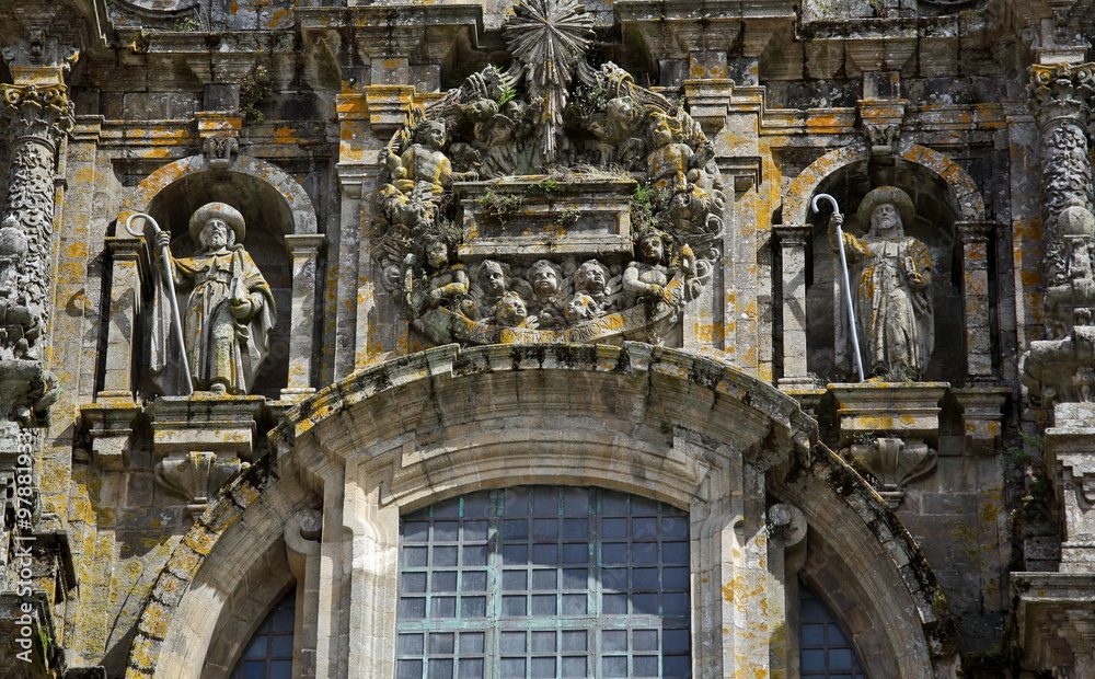 Facade of Cathedral of Santiago de Compostela, one of the most important Christian pilgrimage places