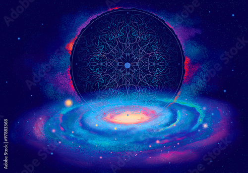 Digital Illustration of Spiral Galaxy