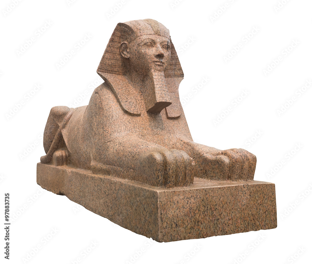 Fototapeta premium Ancient egyptian sphinx isolated on white