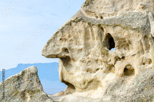 Rock face in cave city Uplistsikhe