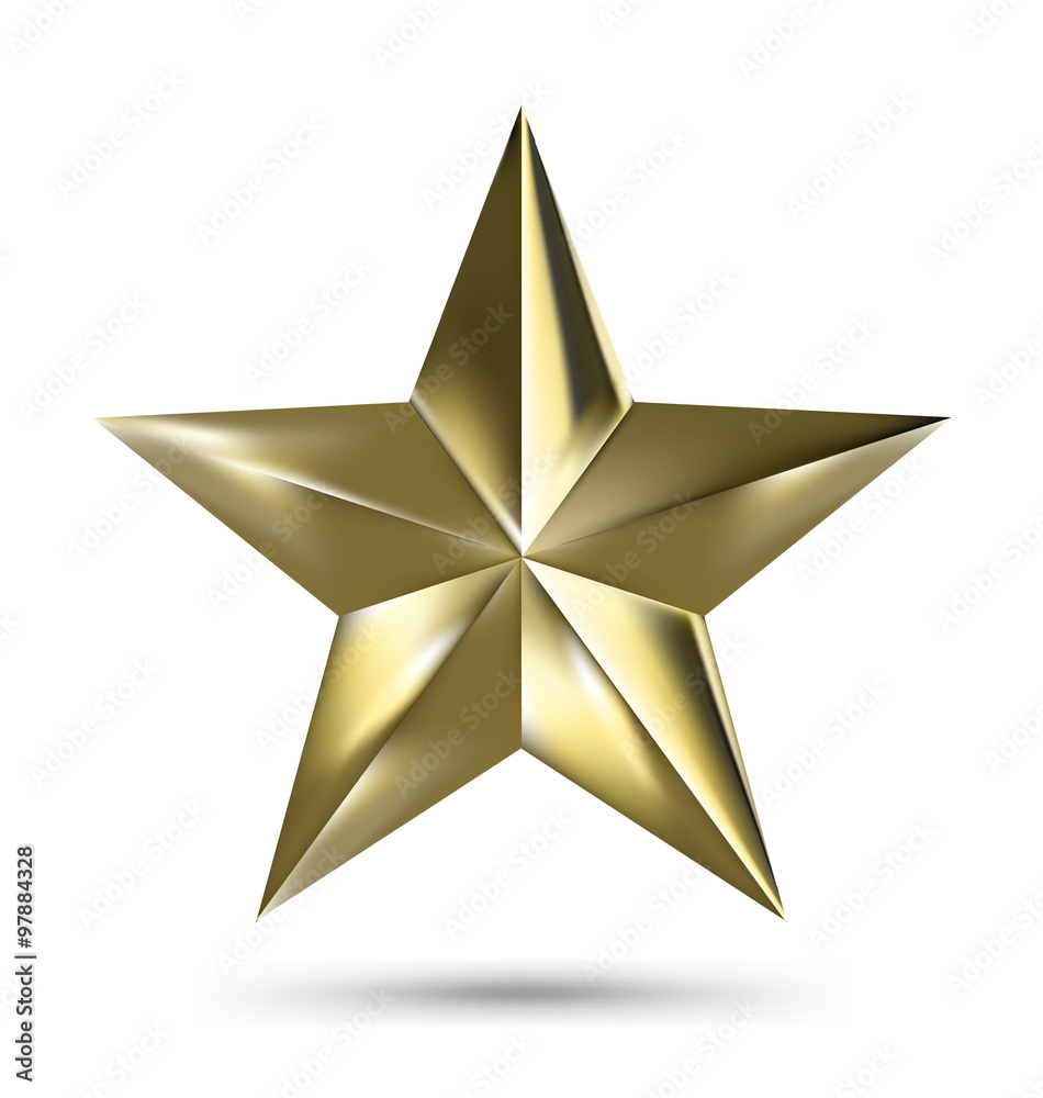 Isolated Matallic Golden Star on White background Isolated Matallic Golden Star on White background