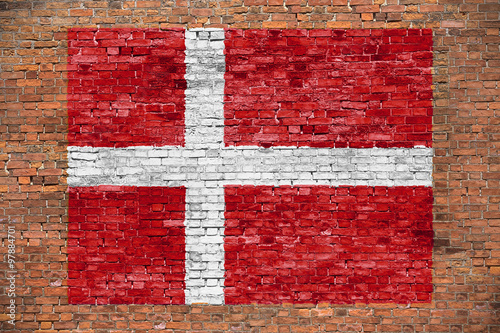 Wallpaper Mural Flag of Denmark painted on brick wall
