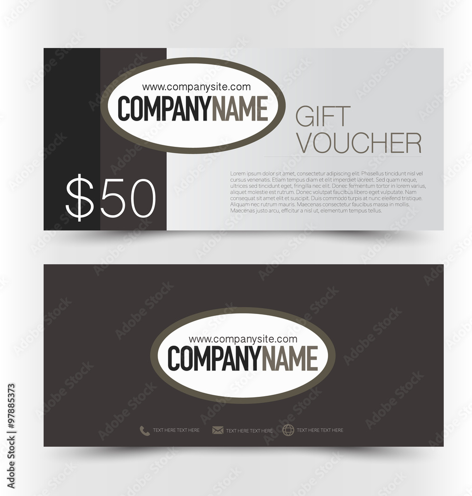 Obraz premium Gift card voucher. Business banner template. Brown color.