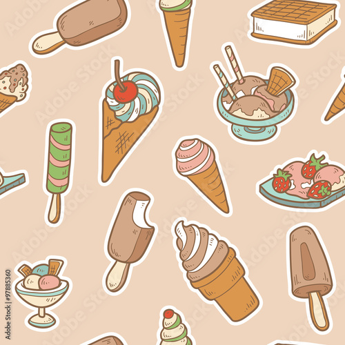 Vector seamless pattern of ice cream