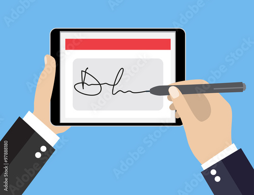 Digital signature on tablet photo