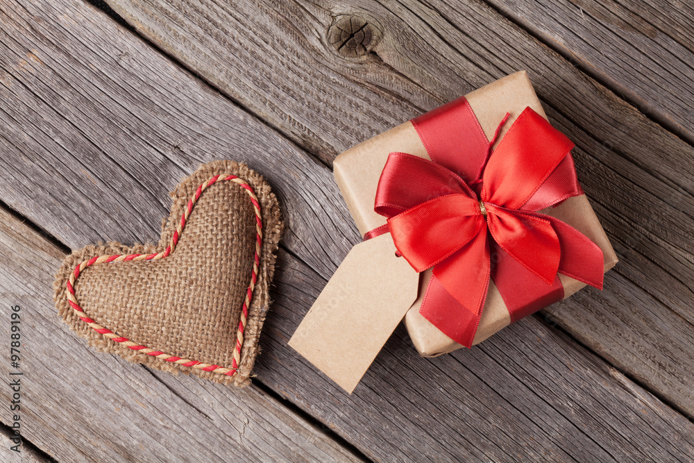 Valentines day toy heart and gift box Valentines day toy heart and gift box