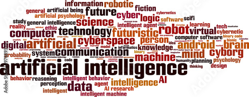 Obraz na płótnie Artificial intelligence word cloud concept. Vector illustration w salonie