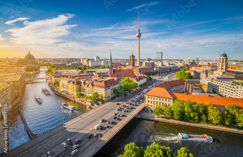 Obraz na płótnie Berlin skyline panorama with Spree river at sunset, Germany w salonie
