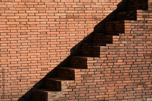 Brick wall and a stairway of Chiangmai old city  Thailand.