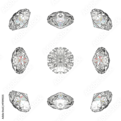 Luxury diamonds on white backgrounds