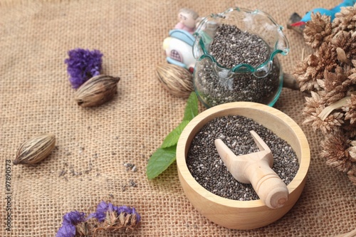 Chia seeds dry for a healthy diet.