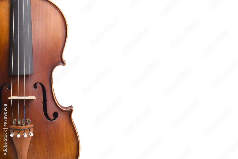 Obraz premium Old violin on white background.