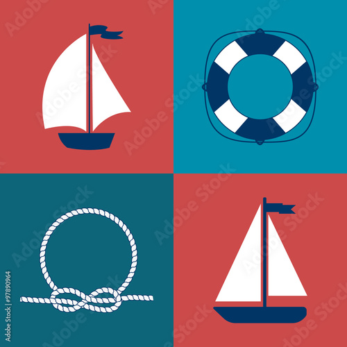Marine symbol. Nautical design elements.