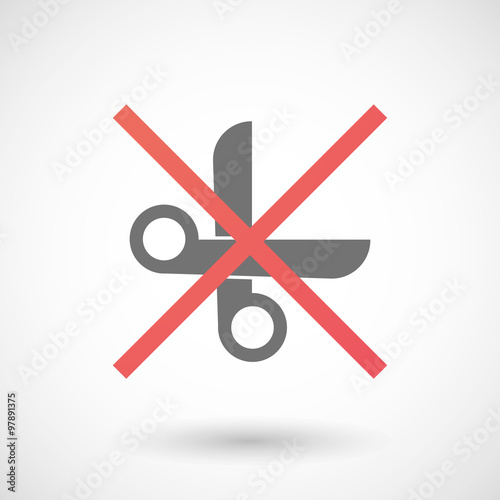 Not allowed icon with a scissors