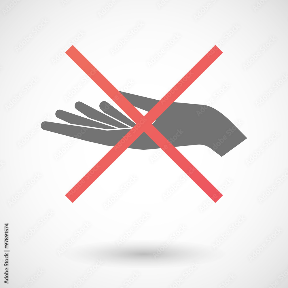 Not allowed icon with a hand offering Not allowed icon with a hand offering