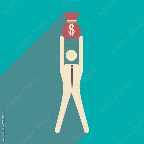 Flat design modern vector illustration icon businessman with money bag