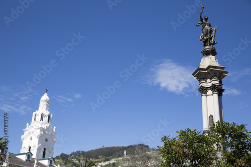 Architecture of the historic center of Quito. Colonial area in Quito is the first UNESCO World Heritage site

