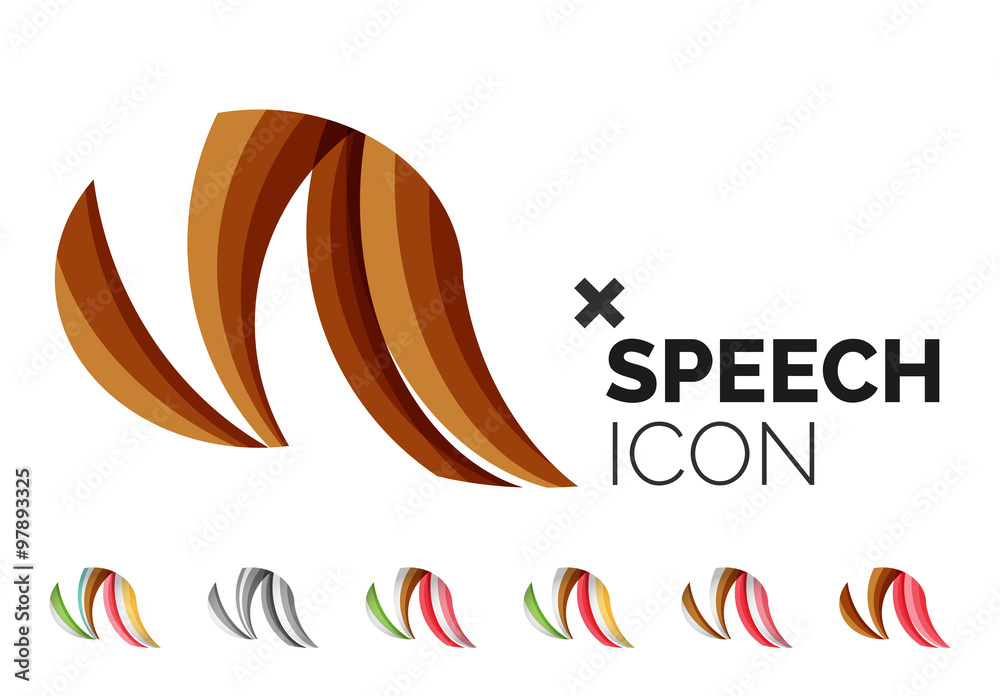 Fototapeta premium Set of abstract speech bubble and cloud icons, business logotype concepts, clean modern geometric design