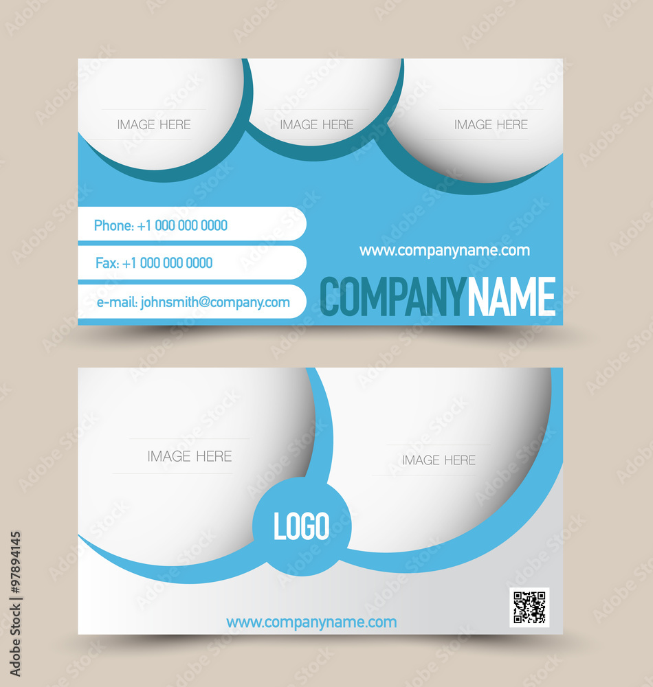 Business card design set template for company corporate style. Blue and silver color. Vector illustration. Business card design set template for company corporate style. Blue and silver color. Vector illustration.