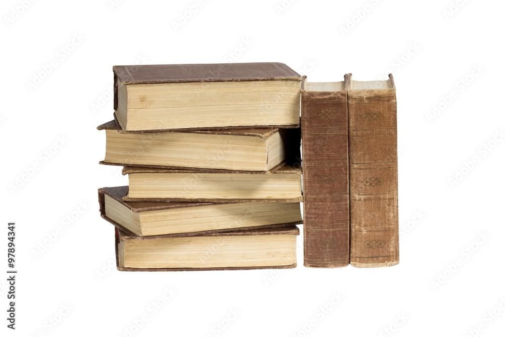 A stack of books on a white background A stack of books on a white background