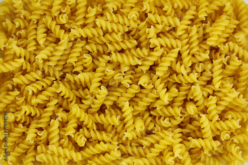 Raw fusilli pasta