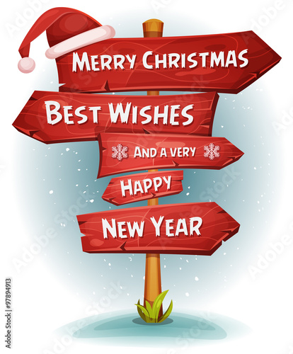 Merry Christmas Wood Road Signs Arrows
