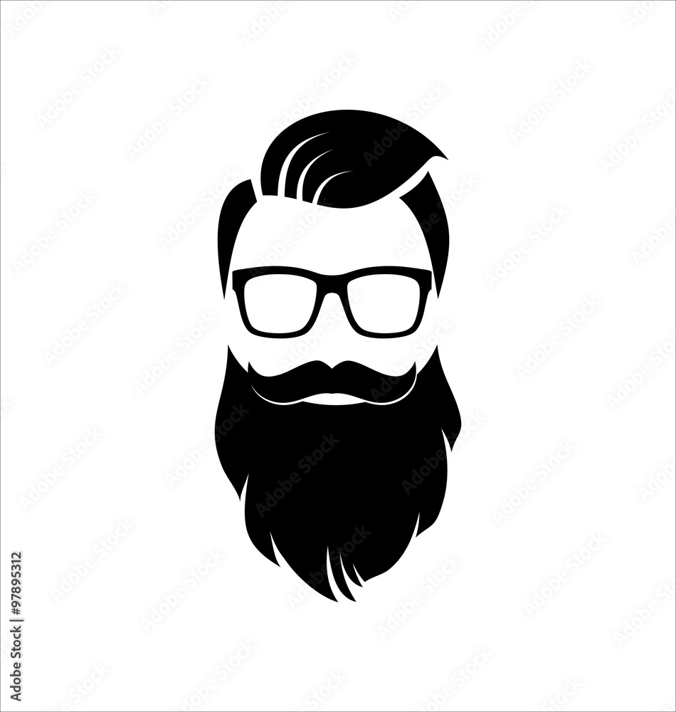 Hipster Black on White Background, Hairstyle Hipster Black on White Background, Hairstyle